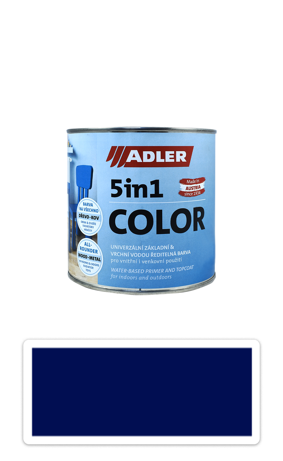 ADLER 5in1 Color - univerzální vodou ředitelná barva 0.75 l Nachtblau / Noční modrá RAL 5022