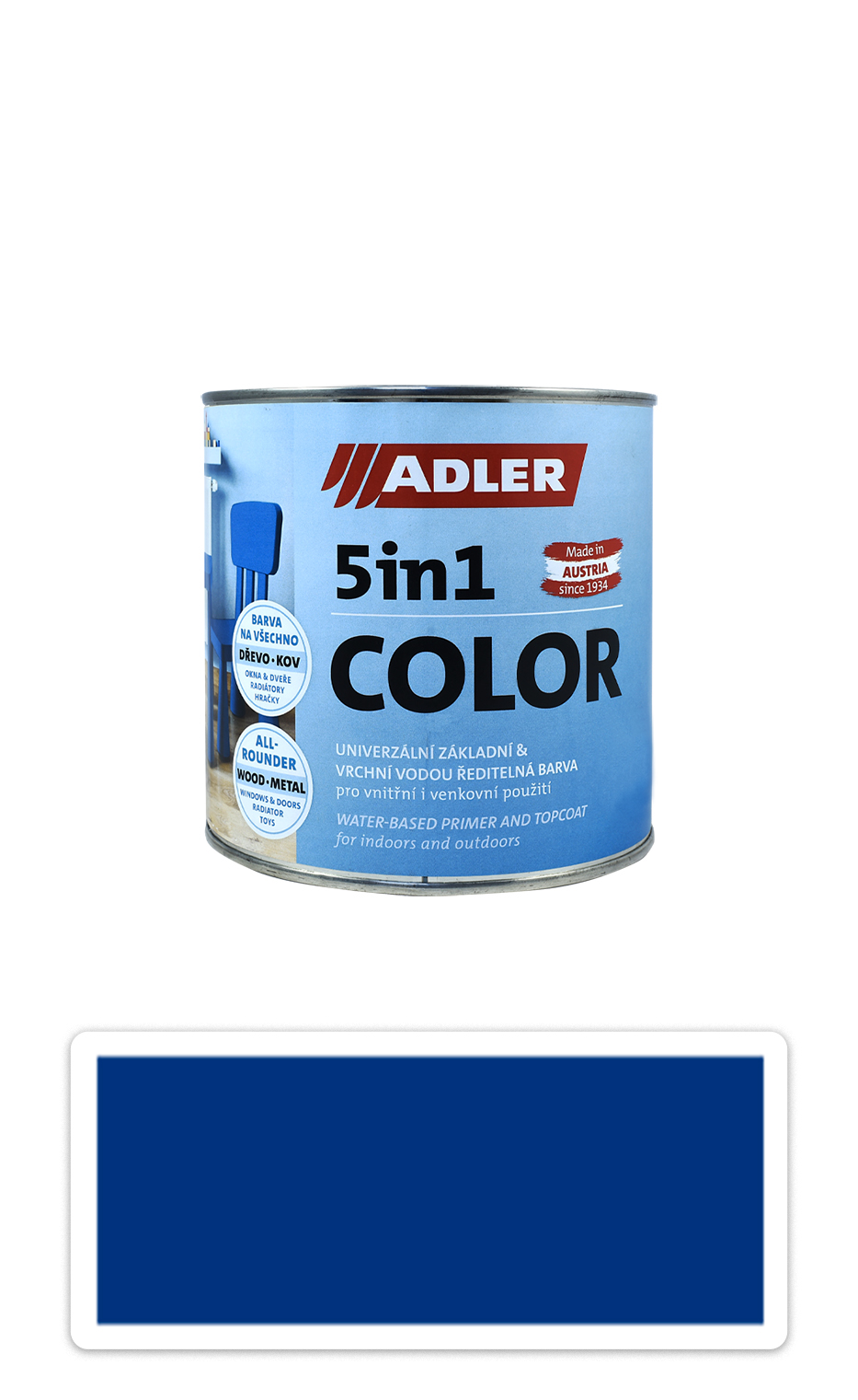 ADLER 5in1 Color - univerzální vodou ředitelná barva 0.75 l Signalblau / Signální modrá RAL 5005