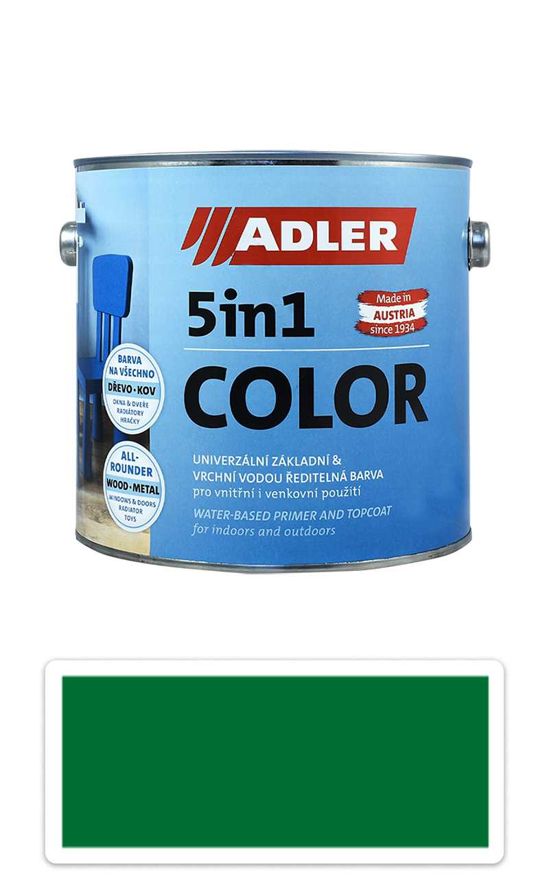 ADLER 5in1 Color - univerzální vodou ředitelná barva 2.5 l Türkisgrün / Tyrkysová zelená RAL 6016