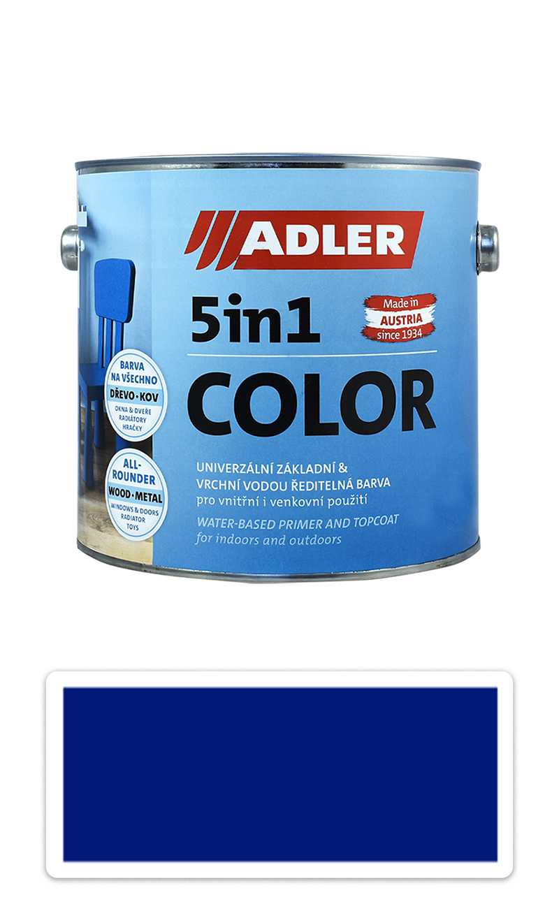 ADLER 5in1 Color - univerzální vodou ředitelná barva 2.5 l Ultramarinblau / Ultramarínová RAL 5002