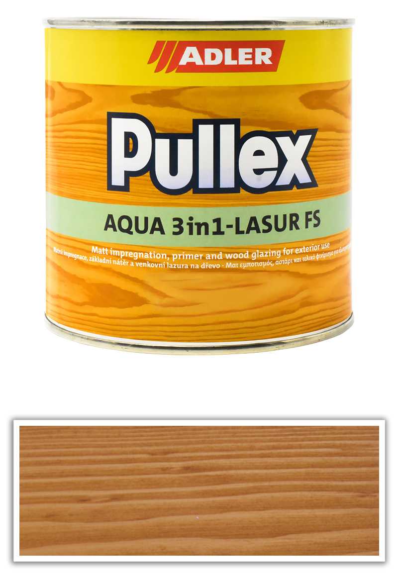 ADLER Pullex Aqua 3in1-Lasur FS - tenkovrstvá matná lazura na dřevo v exteriéru 0.75 l Dub