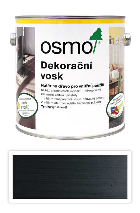 OSMO Dekorační vosk intenzivní odstíny 2.5 l Černý 3169