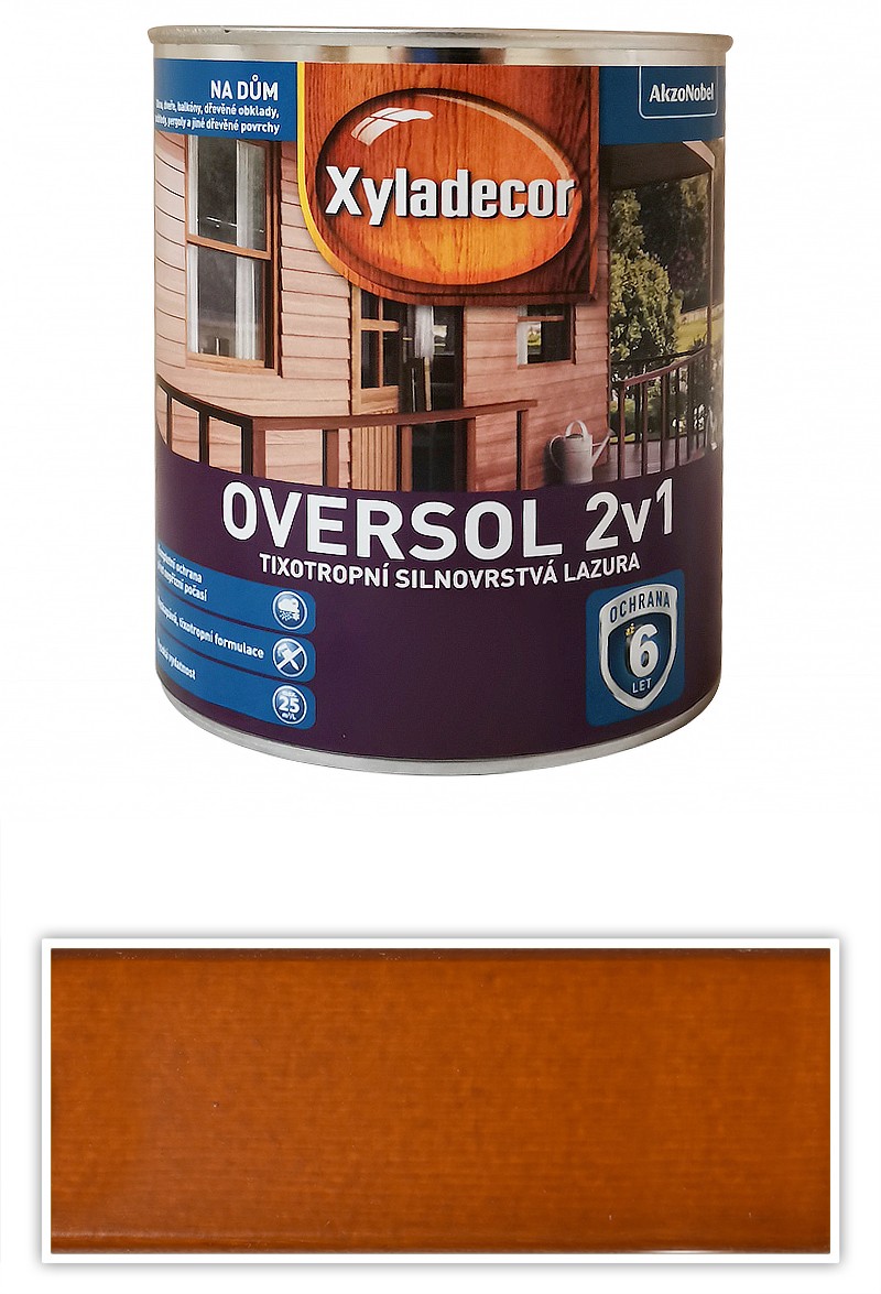 XYLADECOR Oversol 2v1 - tixotropní silnovrstvá lazura na dřevo 0.75 l Meranti