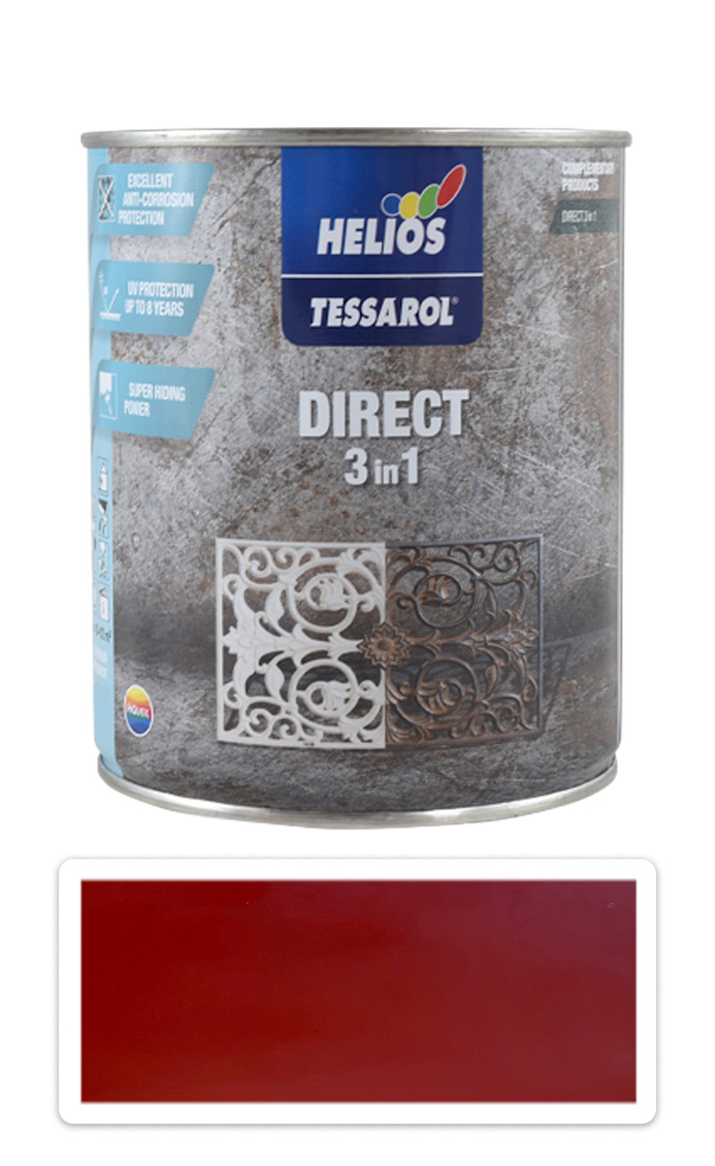 TESSAROL Direct 3in1 - antikorozní barva na kov 0.75 l Červenohnědá