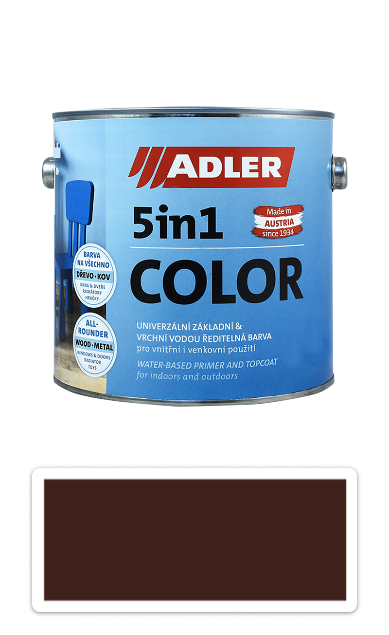 ADLER 5in1 Color - univerzální vodou ředitelná barva 2.5 l Mahagonibraun / Mahagonová hnědá RAL 8016