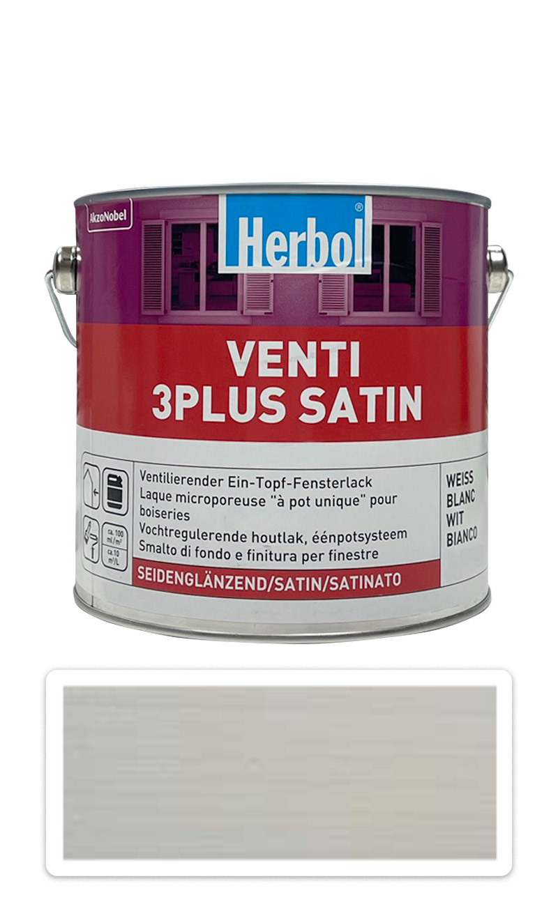 HERBOL Venti 3 plus satin - silnovrstvý krycí lak na okna a dveře 2.5 l Bílá