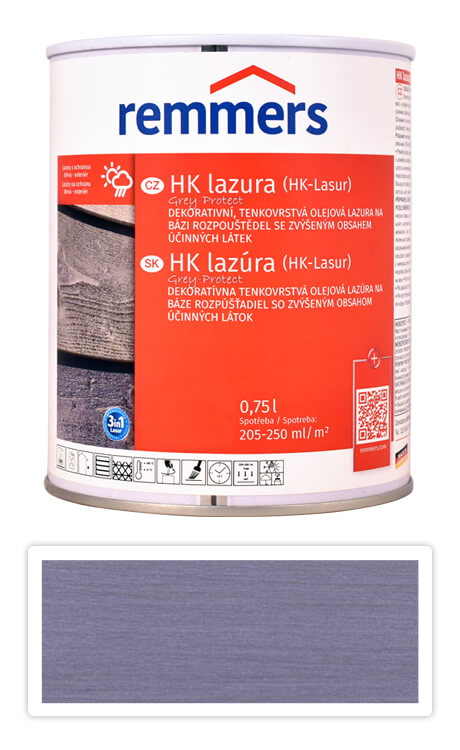 REMMERS HK lazura Grey Protect - ochranná lazura na dřevo pro exteriér 0.75 l Platingrau 26788