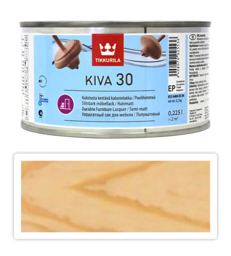 TIKKURILA Kiva 30 - vodou ředitelný lak 0.225 l Bezbarvý polomatný