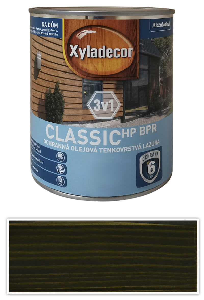 XYLADECOR Classic HP BPR 3v1 - ochranná olejová tenkovrstvá lazura na dřevo 0.75 l Jedlová zeleň