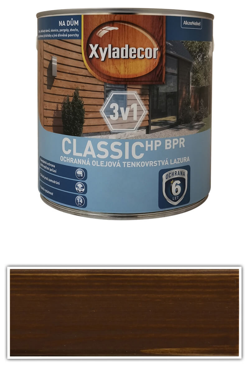 XYLADECOR Classic HP BPR 3v1 - ochranná olejová tenkovrstvá lazura na dřevo 2.5 l Ořech