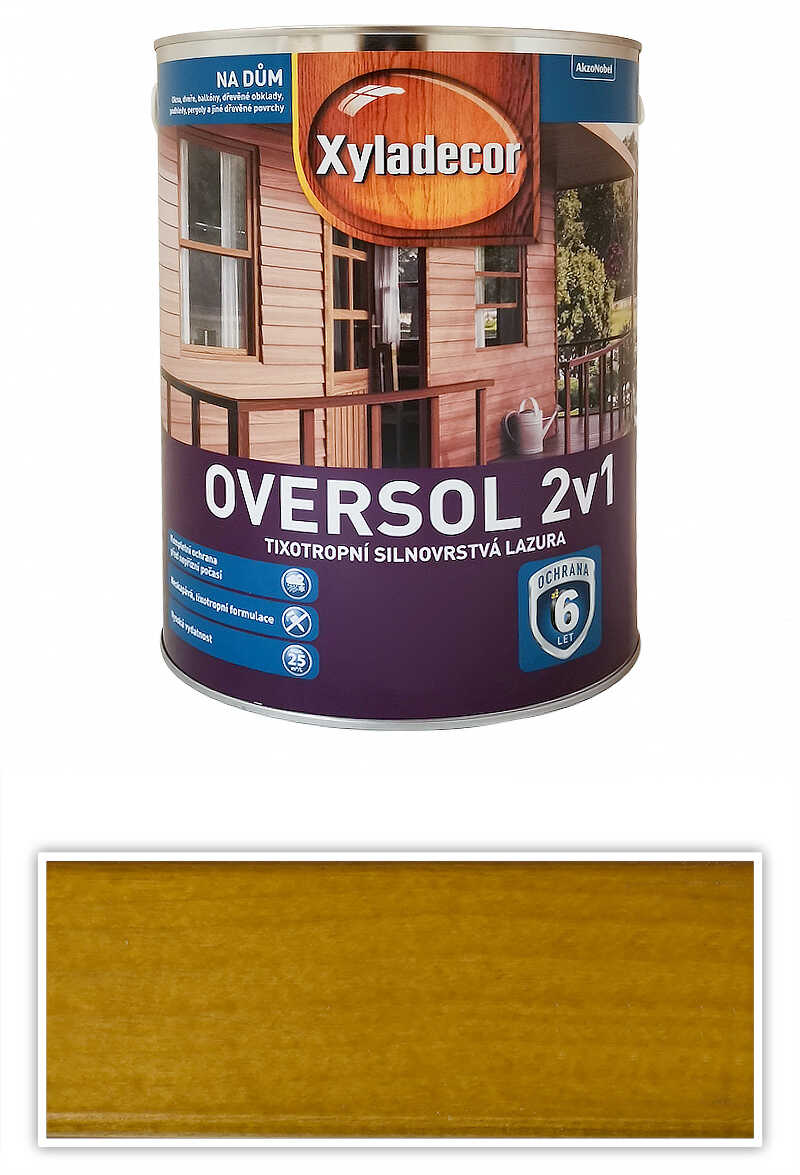 XYLADECOR Oversol 2v1 - tixotropní silnovrstvá lazura na dřevo 5 l Vlašský ořech