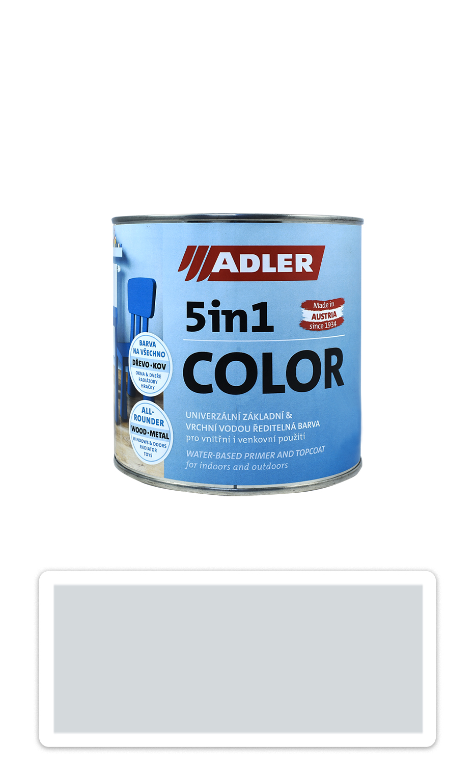 ADLER 5in1 Color - univerzální vodou ředitelná barva 0.75 l Lichtgrau / Světle šedá RAL 7035