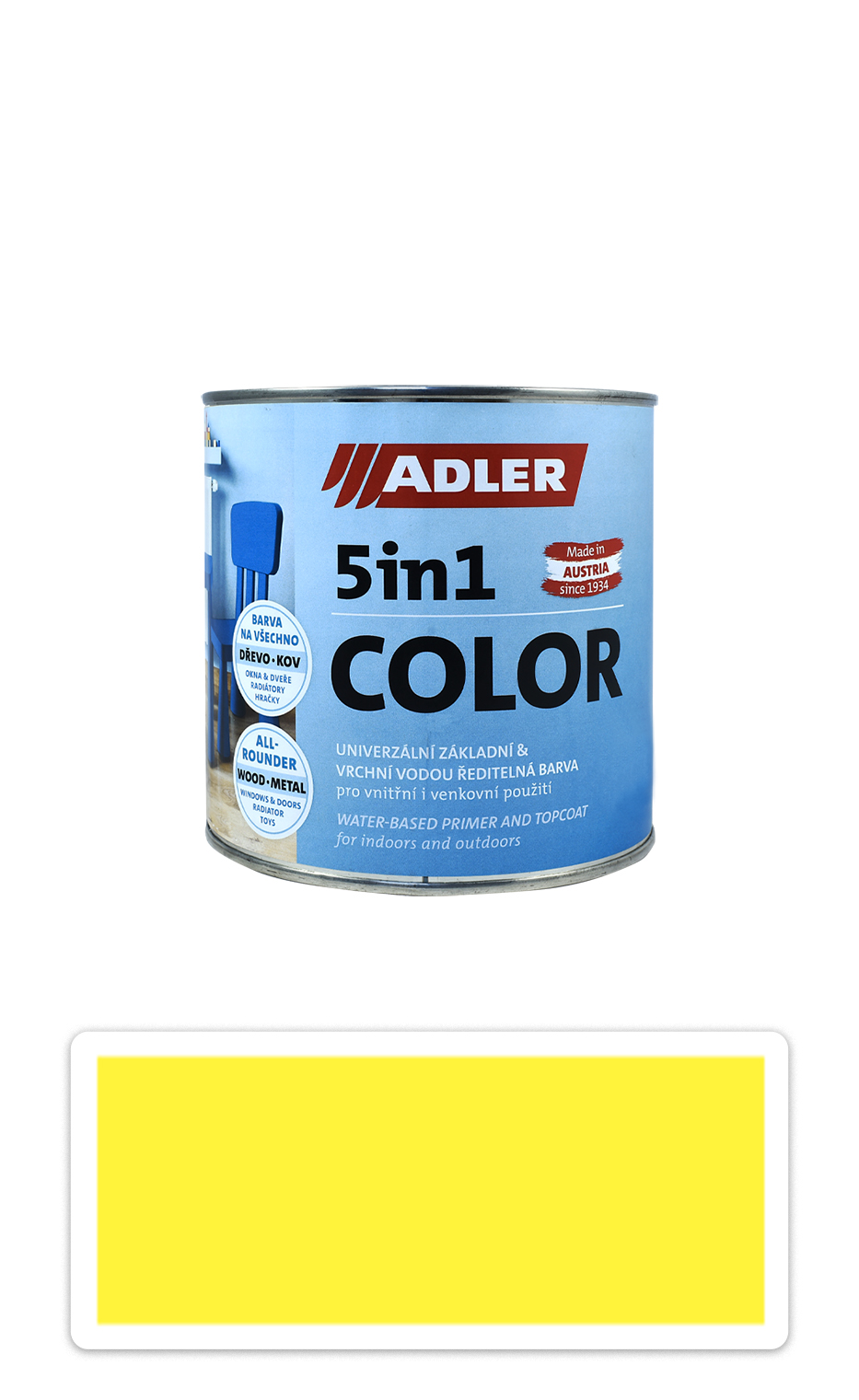 ADLER 5in1 Color - univerzální vodou ředitelná barva 0.75 l Schwefelgelb / Sírově žlutá RAL 1016