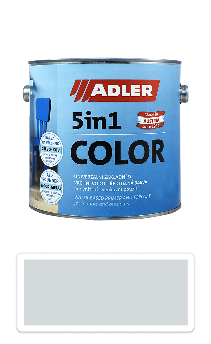 ADLER 5in1 Color - univerzální vodou ředitelná barva 2.5 l Lichtgrau / Světle šedá RAL 7035