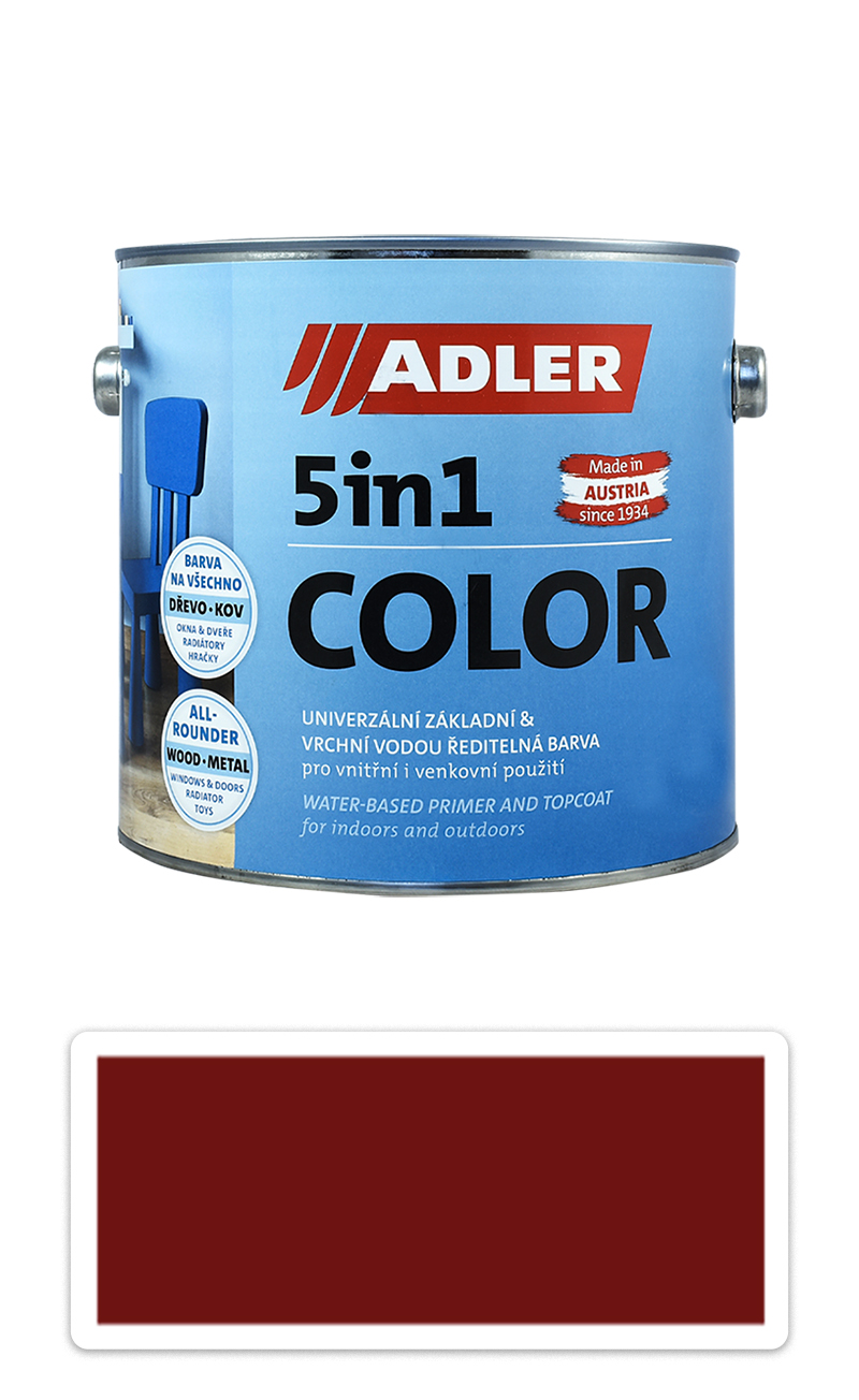 ADLER 5in1 Color - univerzální vodou ředitelná barva 2.5 l Purpurrot / Purpurově červená RAL 3004