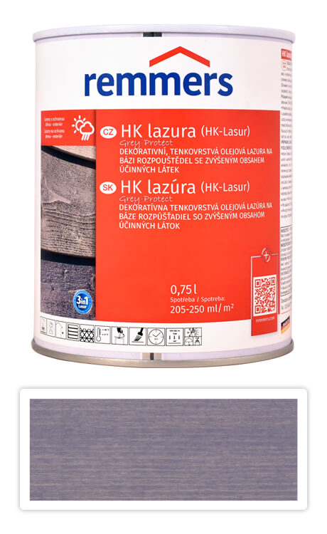 REMMERS HK lazura Grey Protect - ochranná lazura na dřevo pro exteriér 0.75 l Wassergrau / Vodní šedá 20924