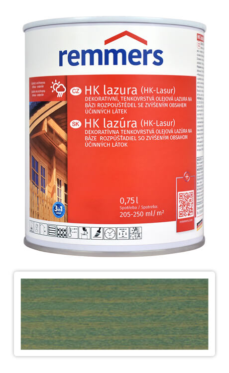 REMMERS HK lazura - ochranná lazura na dřevo pro exteriér 0.75 l Zelená sůl