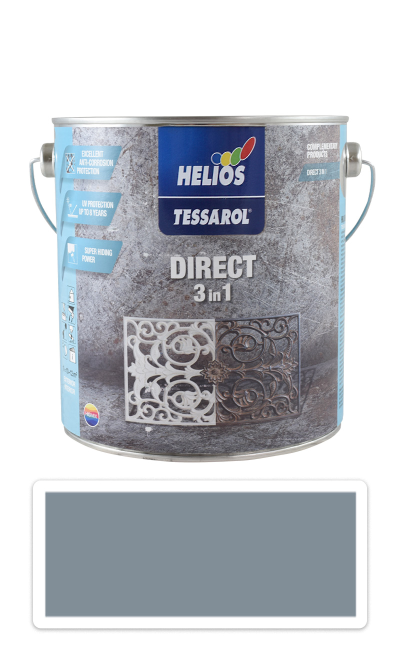 TESSAROL Direct 3in1 - antikorozní barva na kov 2.5 l Středně šedá RAL 7046