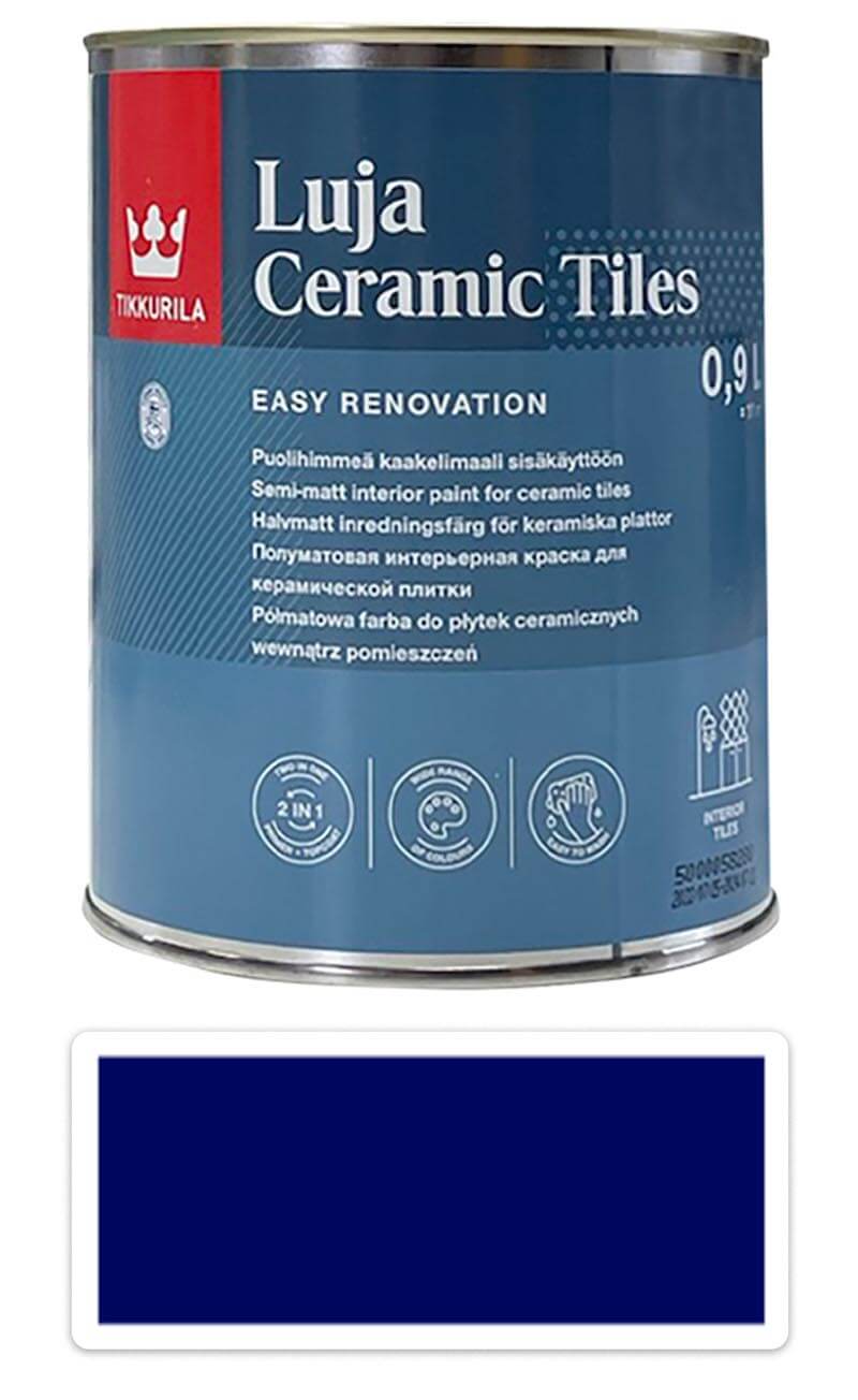 TIKKURILA Luja Ceramic Tiles - barva na kTIKKURILA Luja Ceramic Tiles - barva na keramické obklady 0.9 l Nachtblau / Noční modrá RAL 5022