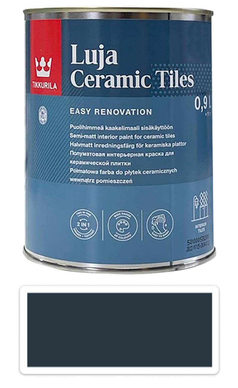 TIKKURILA Luja Ceramic Tiles - barva na keramické obklady 0.9 l Antracitově šedá RAL 7016