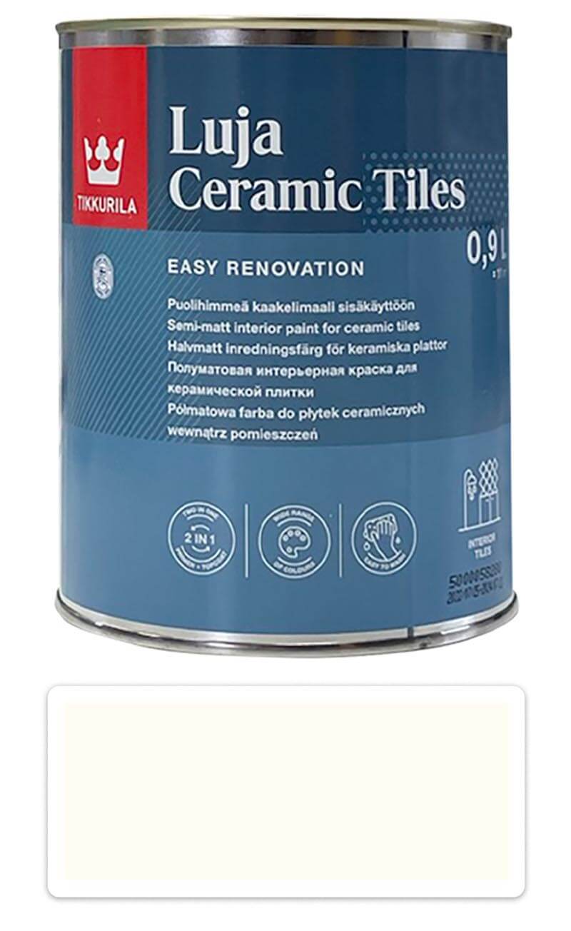 TIKKURILA Luja Ceramic Tiles - barva na keramické obklady 0.9 l Cremeweiss / Krémová RAL 9001