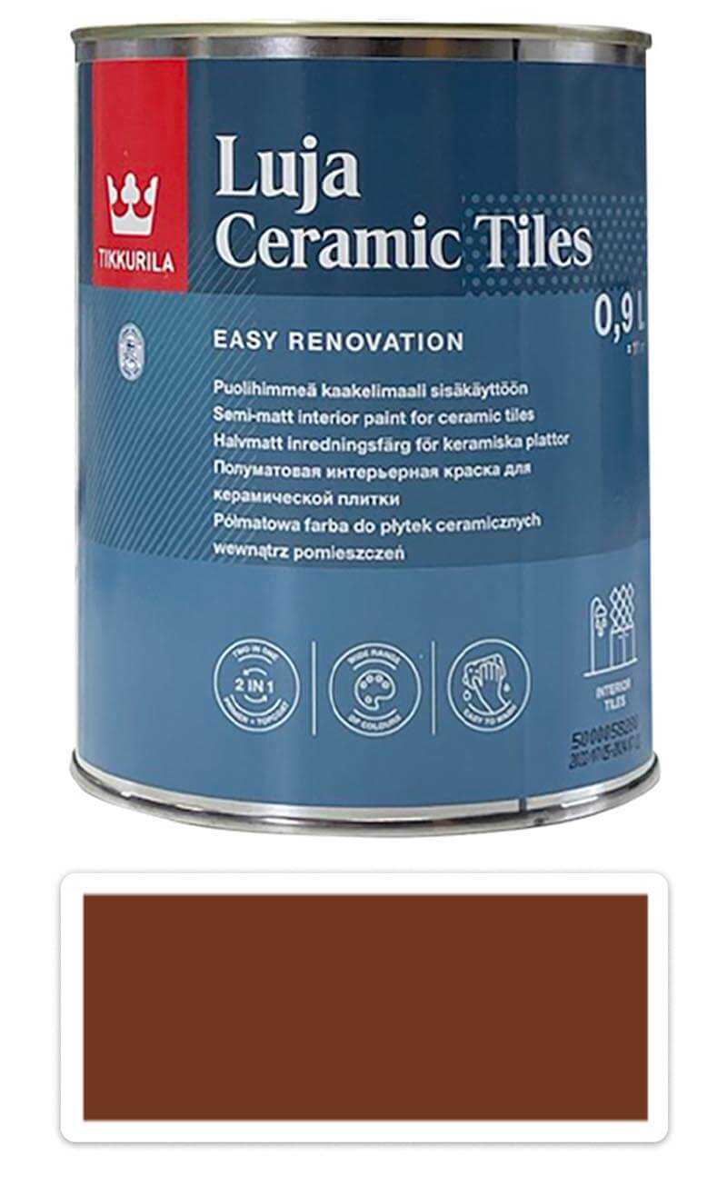 TIKKURILA Luja Ceramic Tiles - barva na keramické obklady 0.9 l Rehbraun/Světle žlutohnědá RAL 8007