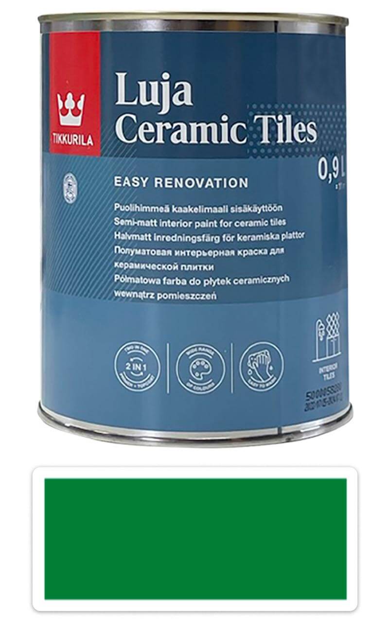 TIKKURILA Luja Ceramic Tiles - barva na keramické obklady 0.9 l Türkisgrün/Tyrkysová zelená RAL 6016