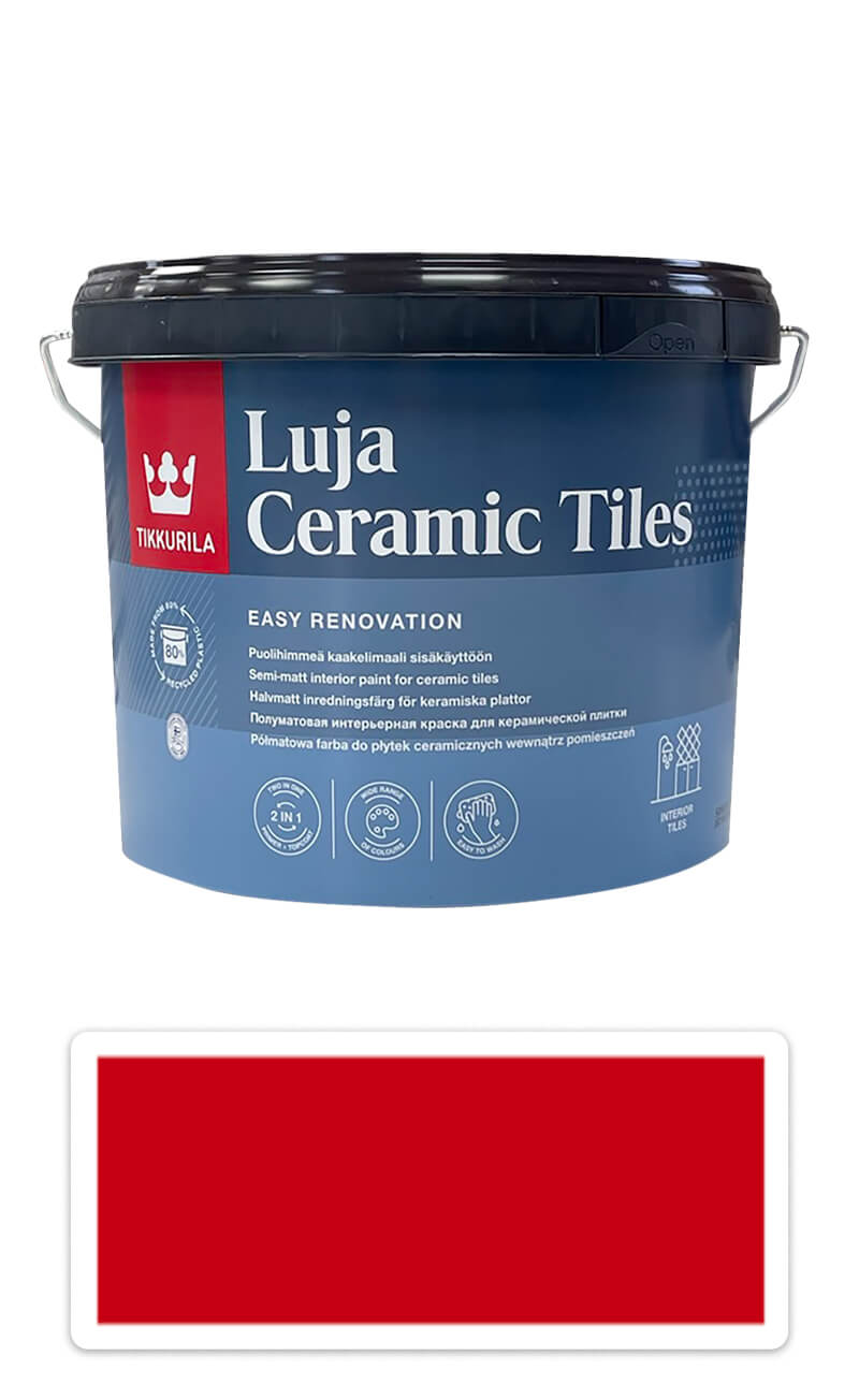 TIKKURILA Luja Ceramic Tiles - barva na keramické obklady 2.7 l Feuerrot / Ohnivě červená  RAL 3000