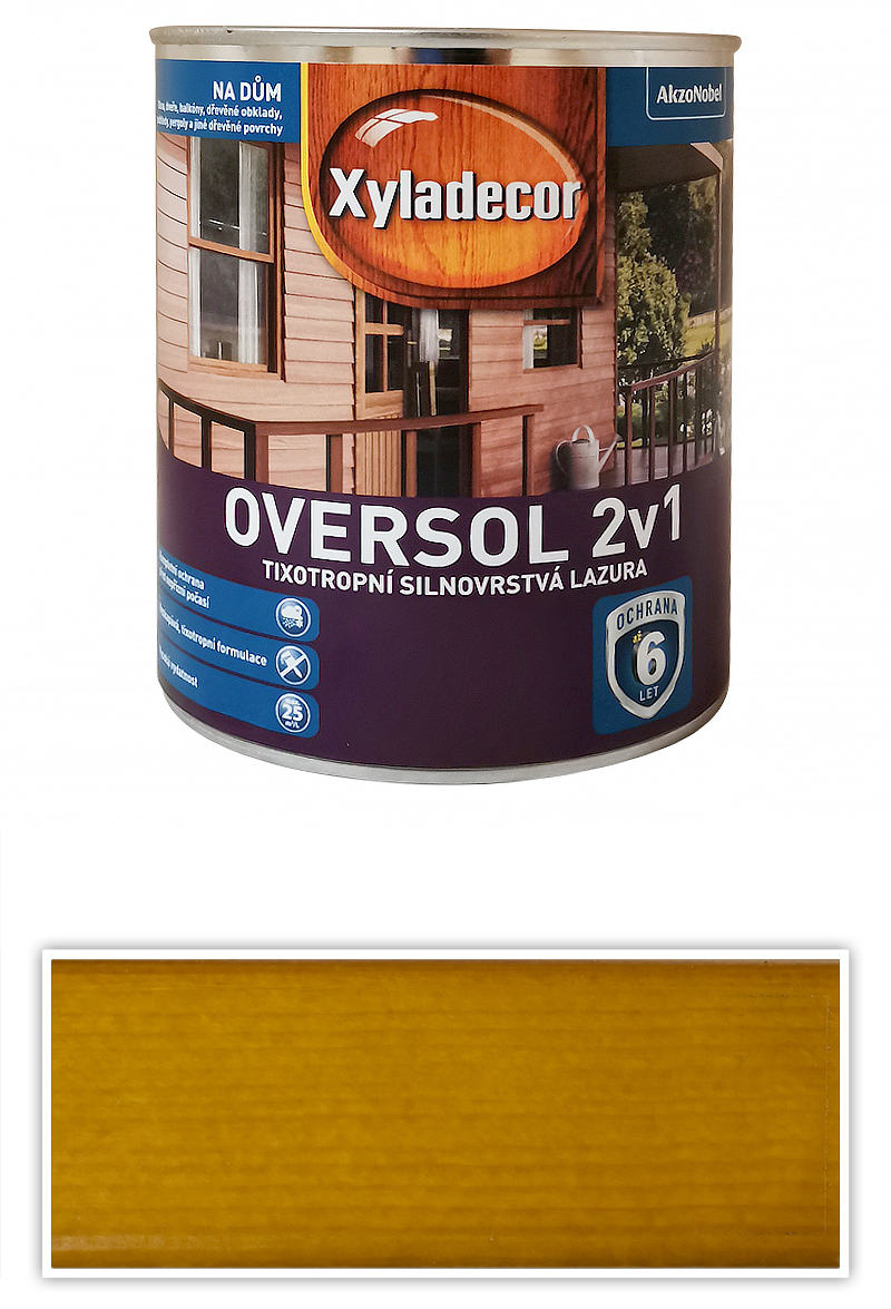 XYLADECOR Oversol 2v1 - tixotropní silnovrstvá lazura na dřevo 0.75 l Jilm polní