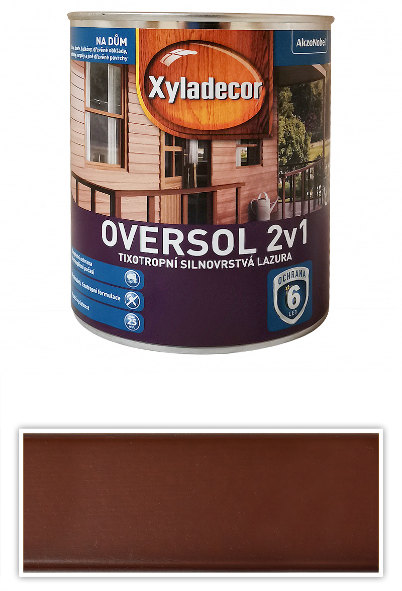 XYLADECOR Oversol 2v1 - tixotropní silnovrstvá lazura na dřevo 0.75 l Rosewood