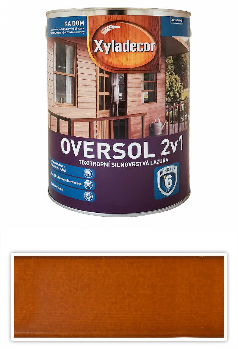 XYLADECOR Oversol 2v1 - tixotropní silnovrstvá lazura na dřevo 5 l Meranti