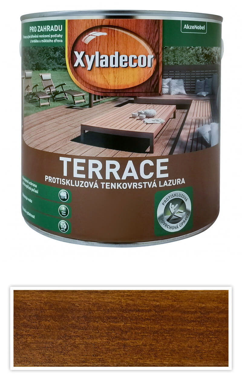 XYLADECOR Terrace - protiskluzová tenkovrstvá lazura na dřevěné terasy 2.5 l Týk