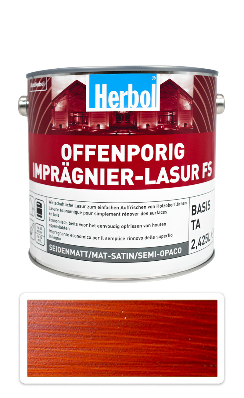 HERBOL Offenporig Impragnier-Lasur FS - impregnační lazura na dřevo 2.5 l Mahagon