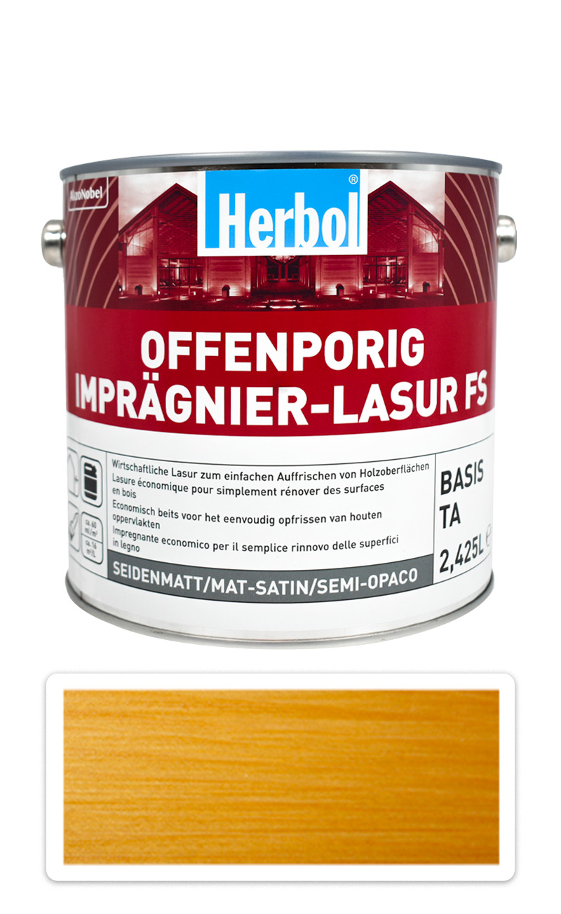 HERBOL Offenporig Impragnier-Lasur FS - impregnační lazura na dřevo 2.5 l Světlý dub