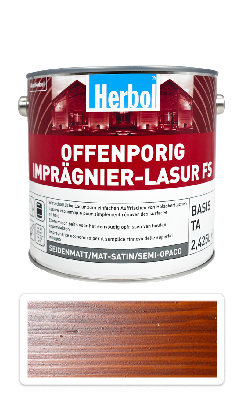 HERBOL Offenporig Impragnier-Lasur FS - impregnační lazura na dřevo 2.5 l Teak