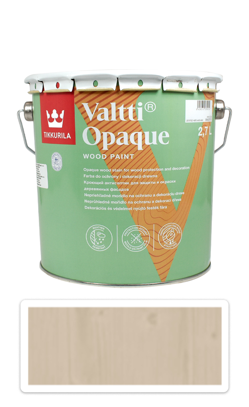 TIKKURILA Valtti Opaque - polomatná krycí barva na dřevo 2.7 l Q601